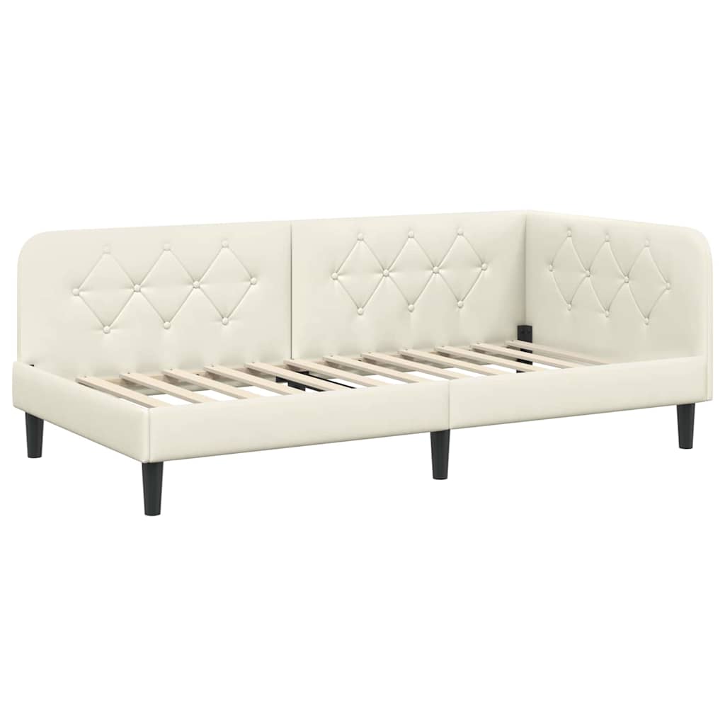 vidaXL Κρεβάτι Γωνίας Κρεμ 90 x 200 cm Βελούδο