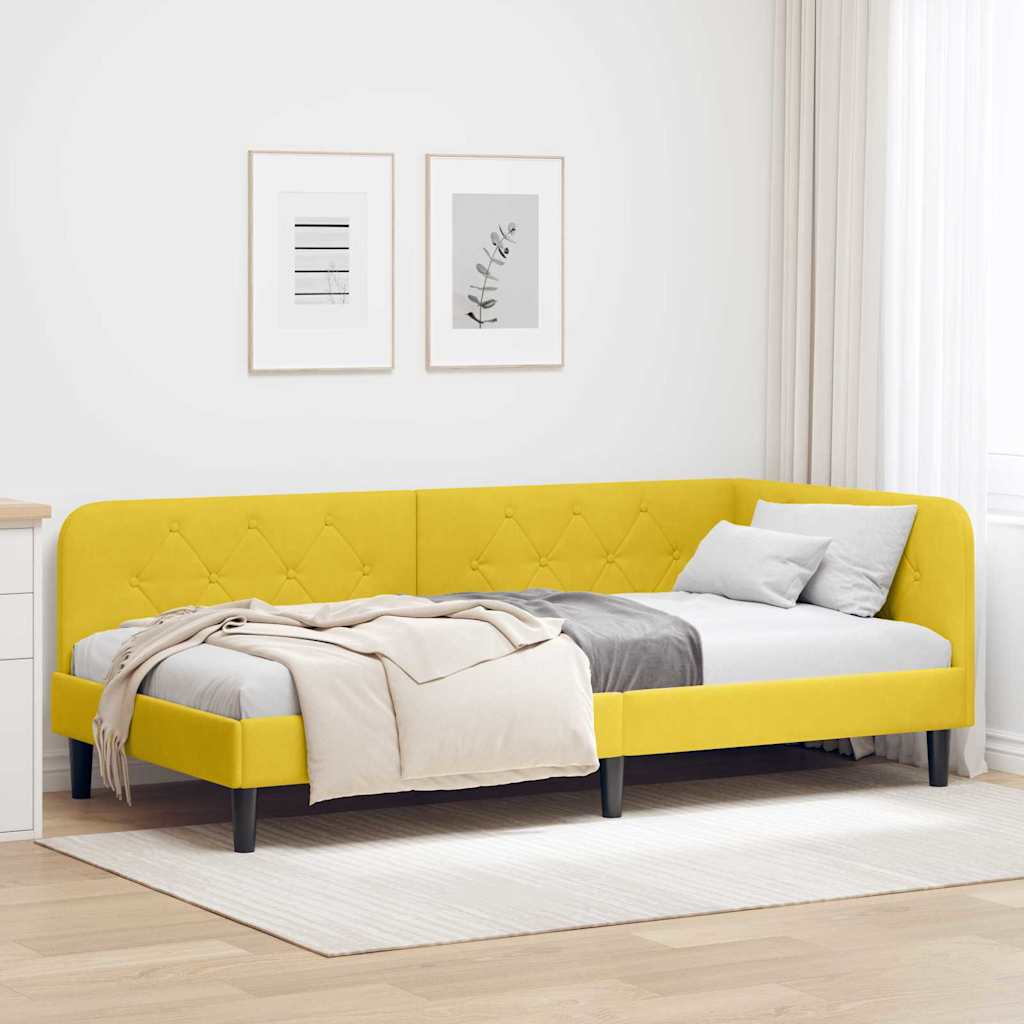 vidaXL Κρεβάτι Γωνίας Κίτρινο 100 x 200 cm Βελούδο