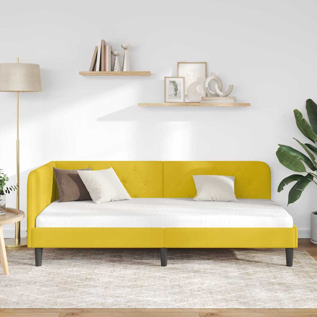 vidaXL Κρεβάτι Γωνίας Κίτρινο 100 x 200 cm Βελούδο