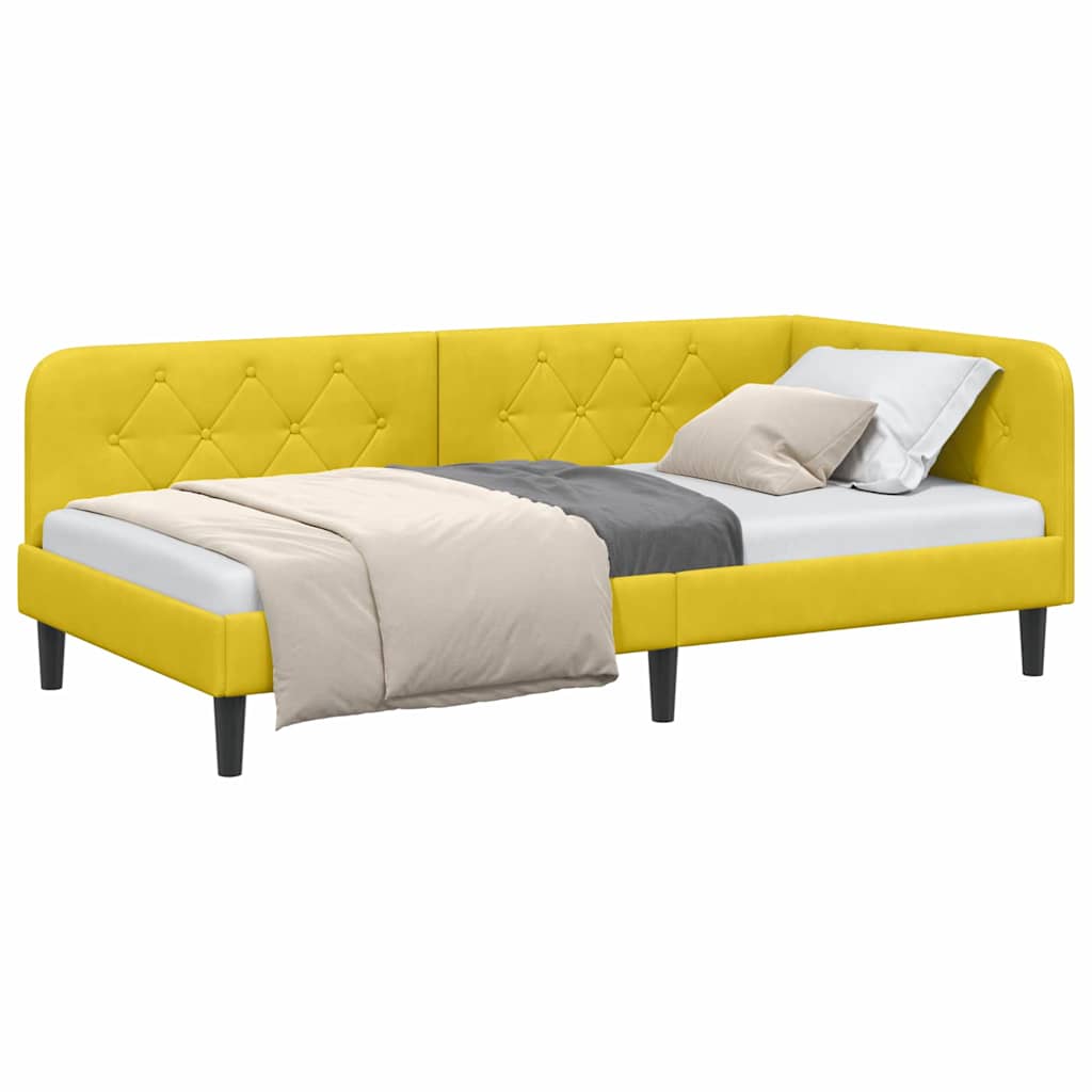 vidaXL Κρεβάτι Γωνίας Κίτρινο 100 x 200 cm Βελούδο
