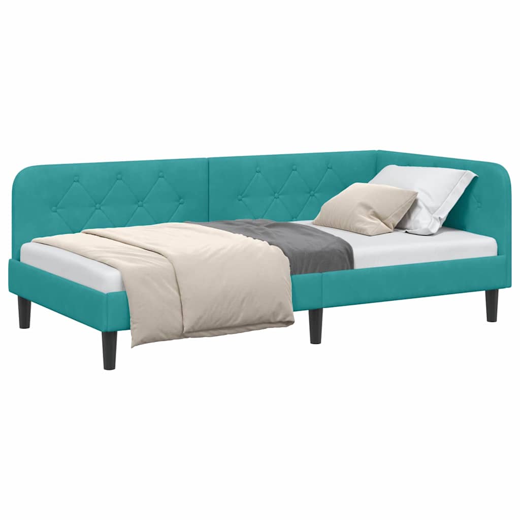 vidaXL Κρεβάτι Γωνίας Τιρκουάζ 100 x 200 cm Βελούδο