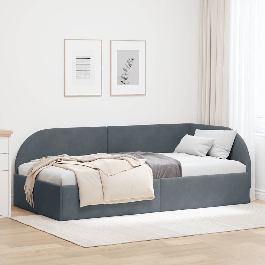 vidaXL Κρεβάτι Γωνίας Σκούρο Γκρι 80 x 200 cm Βελούδο