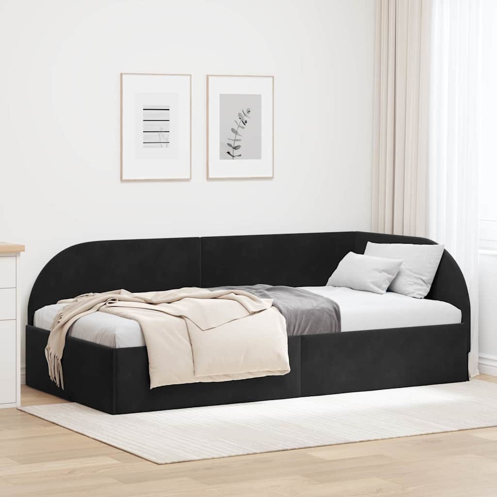 vidaXL Κρεβάτι Γωνίας Μαύρο 80 x 200 cm Βελούδο