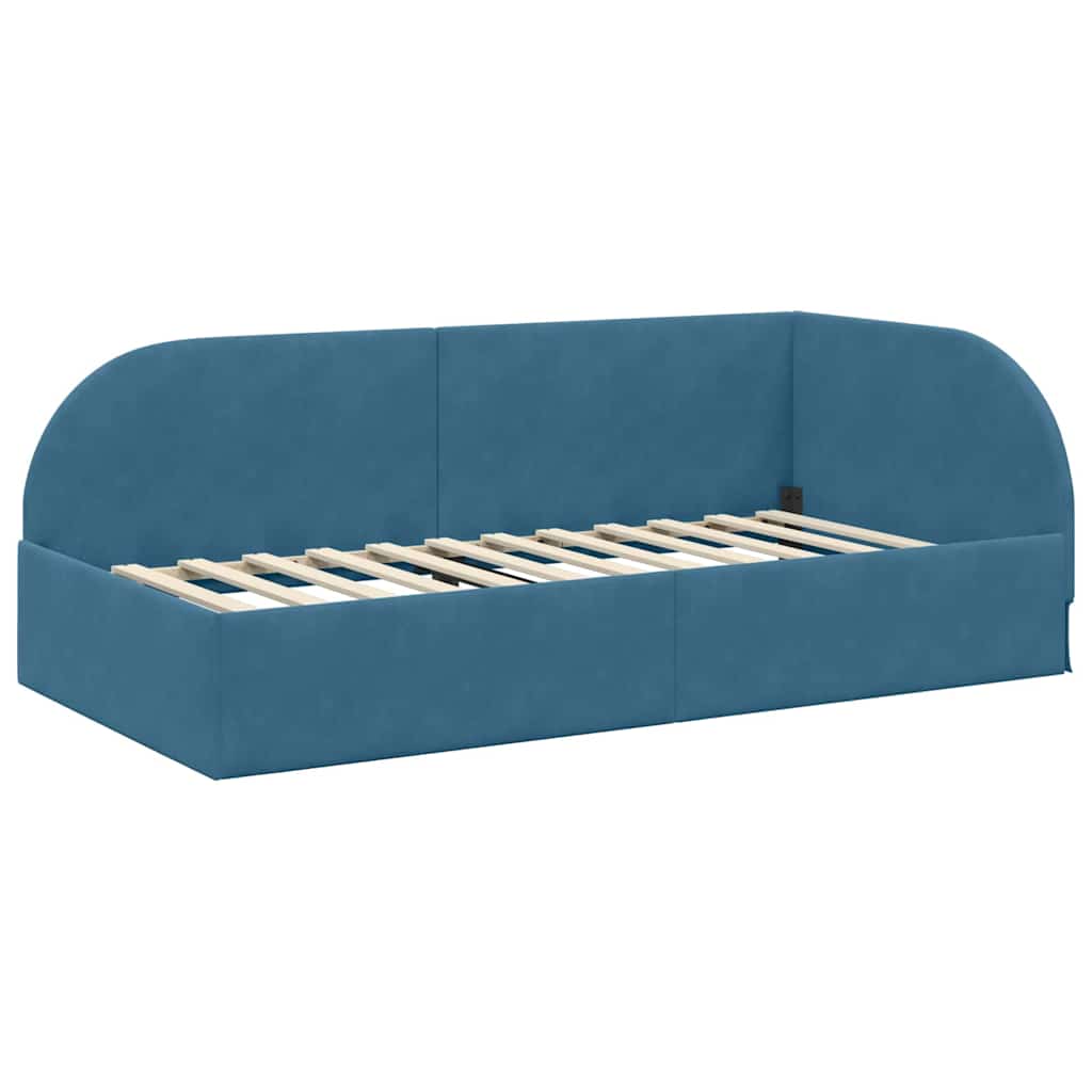 vidaXL Κρεβάτι Γωνίας Μπλε 90 x 190 cm Βελούδο