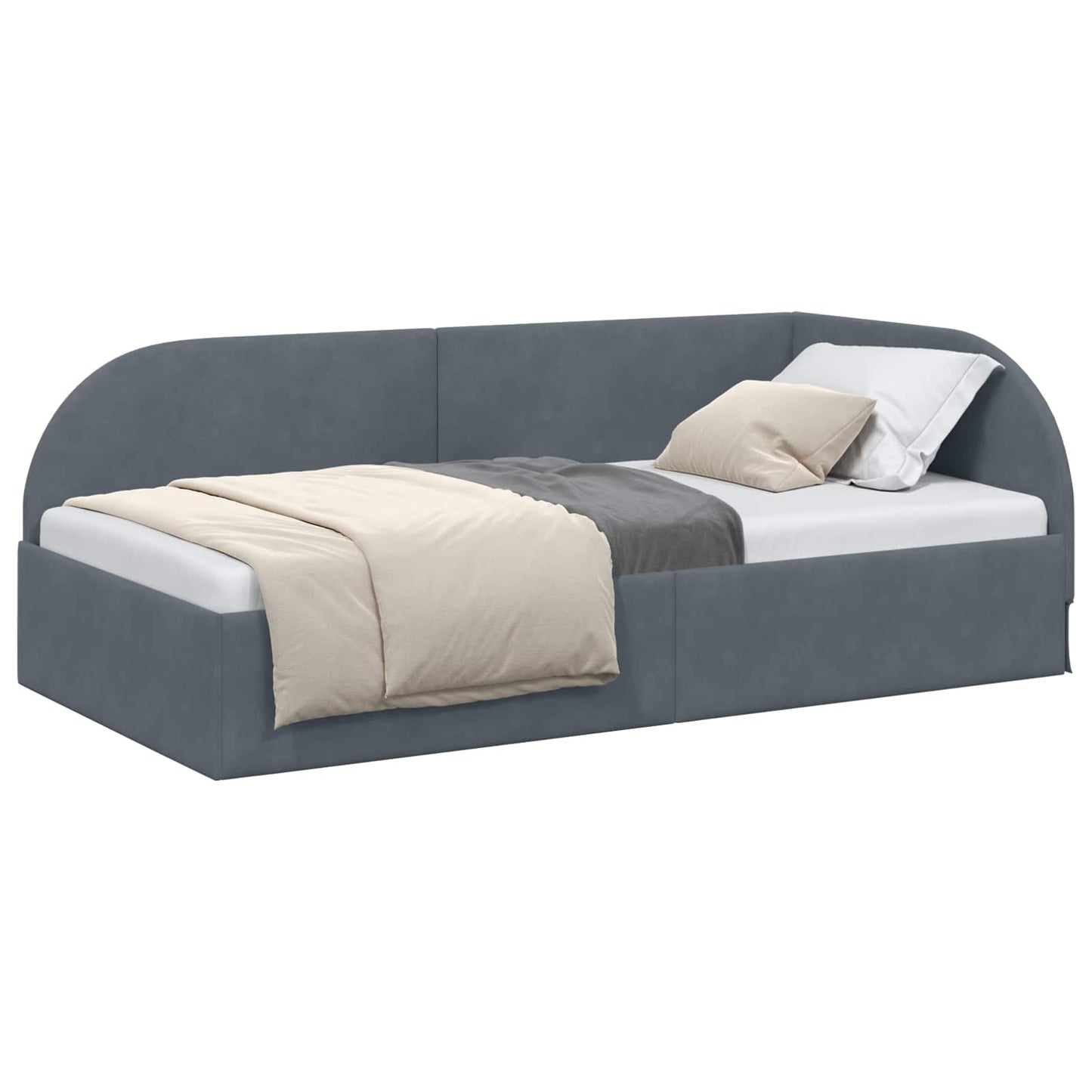 vidaXL Κρεβάτι Γωνίας Σκούρο Γκρι 90 x 190 cm Βελούδο