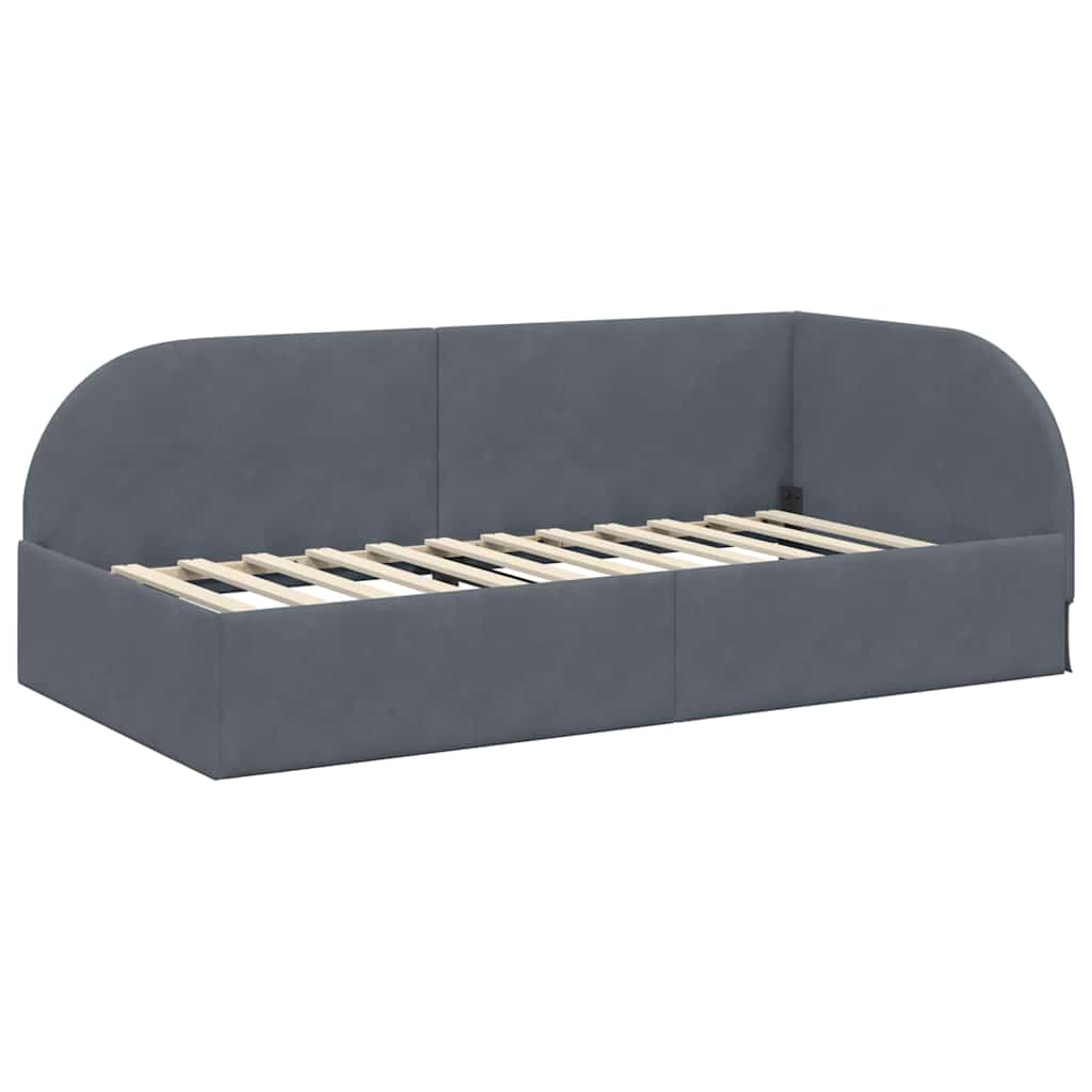vidaXL Κρεβάτι Γωνίας Σκούρο Γκρι 90 x 190 cm Βελούδο