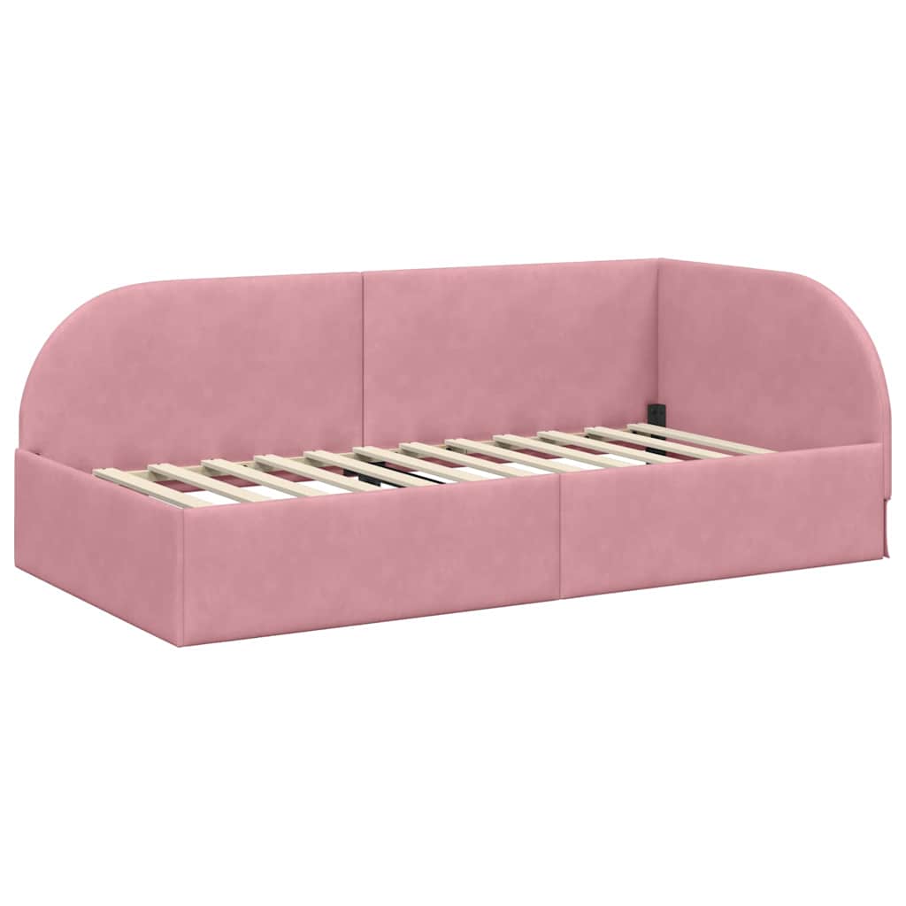 vidaXL Κρεβάτι Γωνίας Ροζ 90 x 190 cm Βελούδο