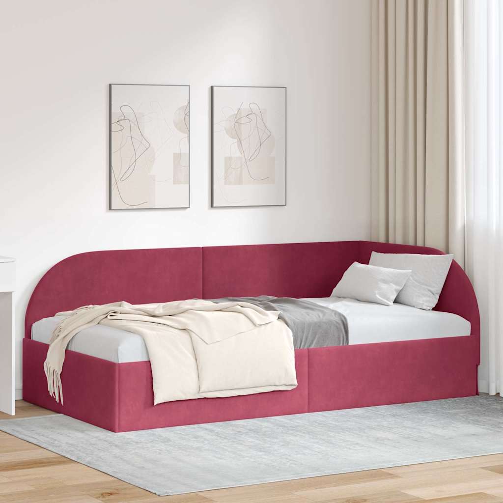 vidaXL Κρεβάτι Γωνίας Κόκκινο 90 x 190 cm Βελούδο