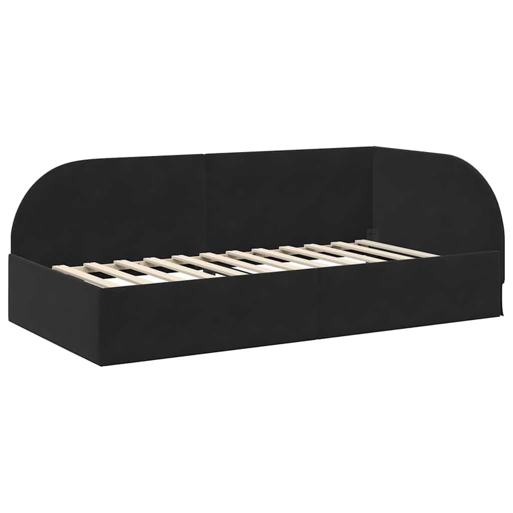 vidaXL Κρεβάτι Γωνίας Μαύρο 90 x 190 cm Βελούδο
