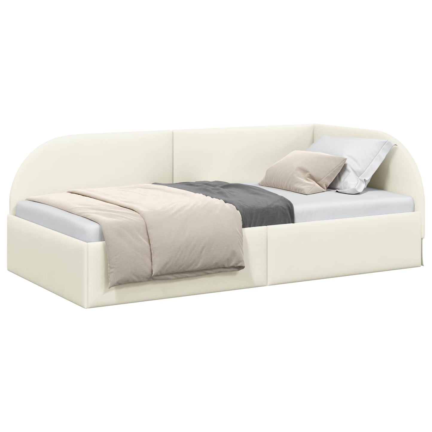 vidaXL Κρεβάτι Γωνίας Κρεμ 90 x 190 cm Βελούδο