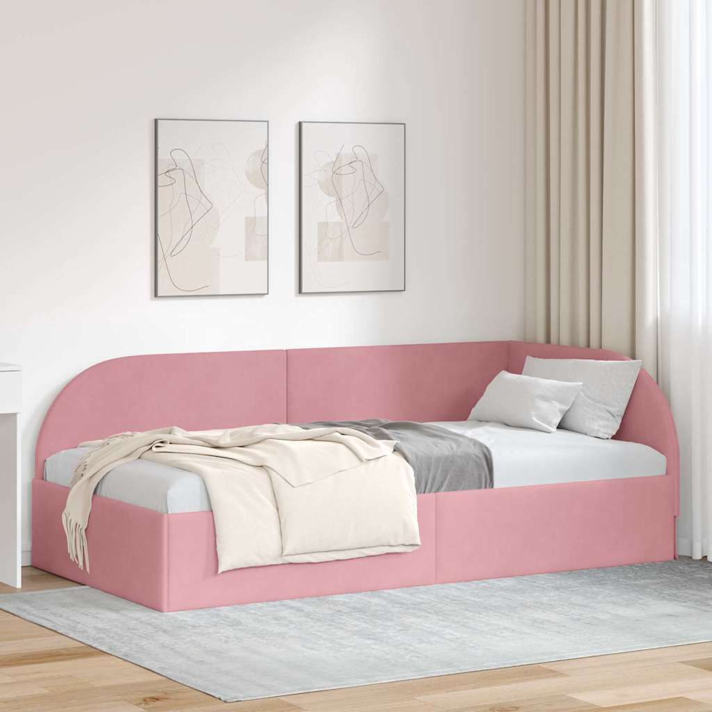 vidaXL Κρεβάτι Γωνίας Ροζ 90 x 200 cm Βελούδο