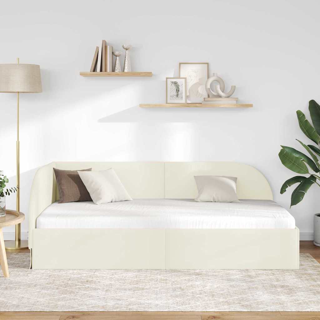 vidaXL Κρεβάτι Γωνίας Κρεμ 90 x 200 cm Βελούδο
