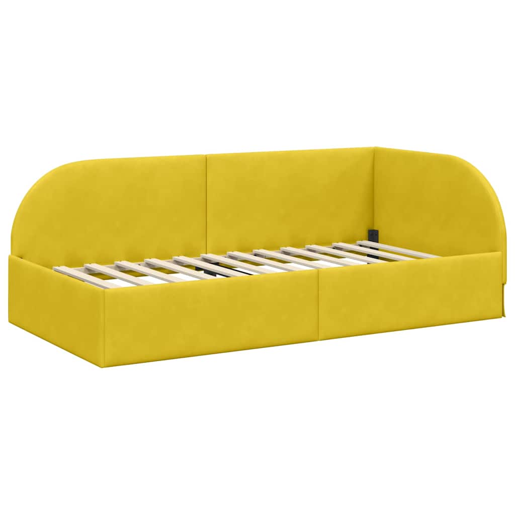 vidaXL Κρεβάτι Γωνίας Κίτρινο 100 x 200 cm Βελούδο