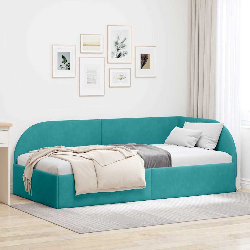 vidaXL Κρεβάτι Γωνίας Τιρκουάζ 100 x 200 cm Βελούδο