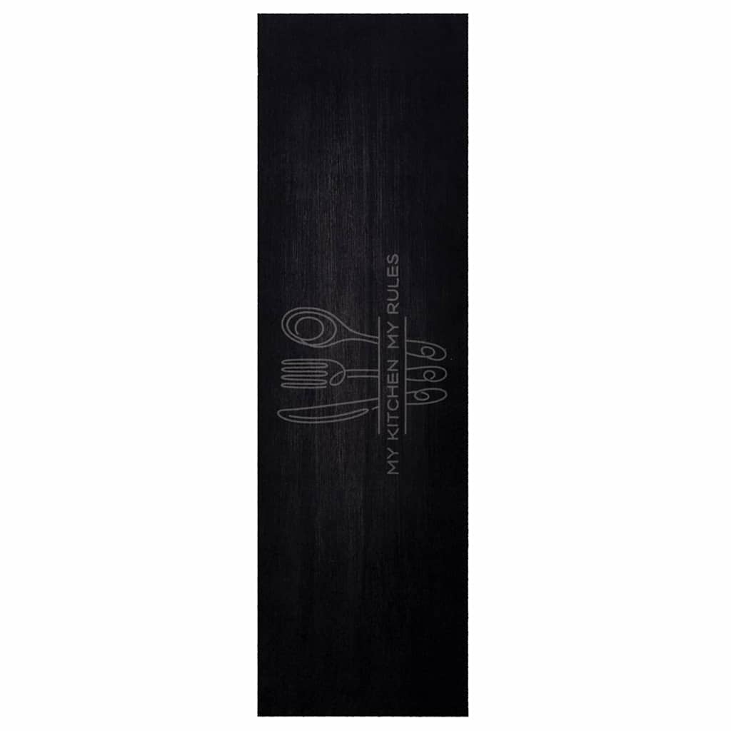 vidaXL Χαλί Κουζίνας Κουτάλια Μαύρο 150 x 45 εκ Βελούδο