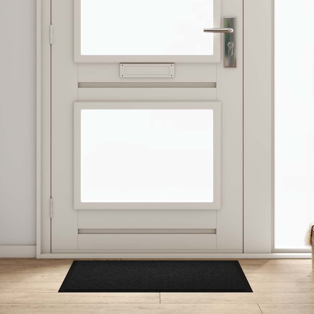 vidaXL Χαλάκι Εξώπορτας Μαύρο 60 x 80 cm Ύφασμα τέντι