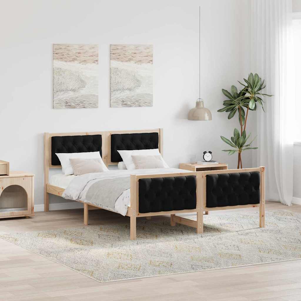 vidaXL Σκελετός Κρεβατιού Μαύρο 150 x 200 cm Στερεά ξυλεία πεύκου