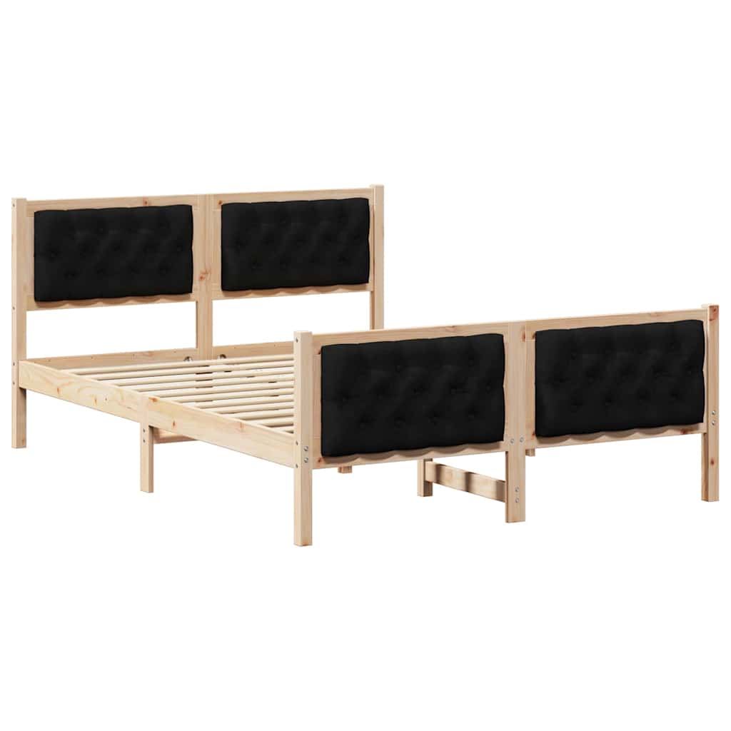 vidaXL Σκελετός Κρεβατιού Μαύρο 150 x 200 cm Στερεά ξυλεία πεύκου