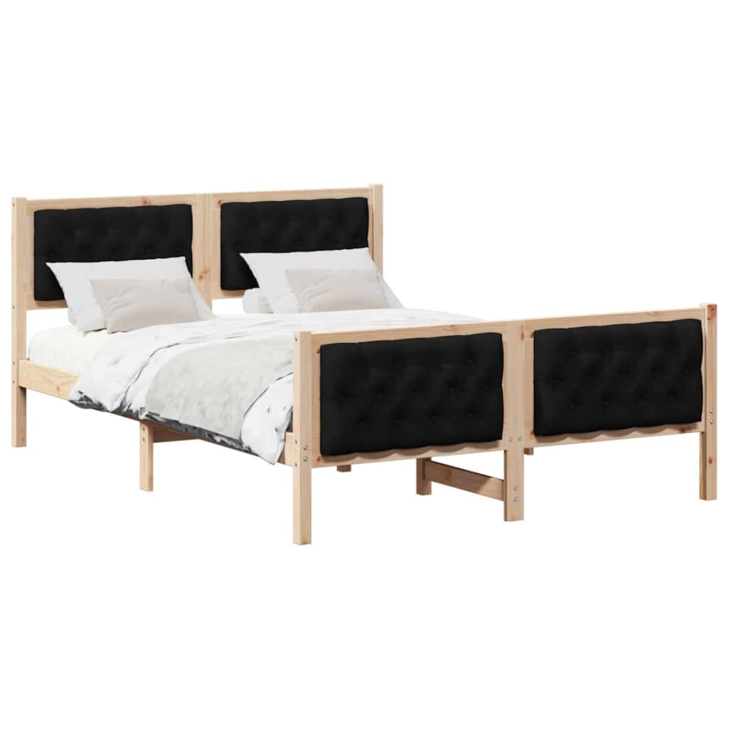 vidaXL Σκελετός Κρεβατιού Μαύρο 150 x 200 cm Στερεά ξυλεία πεύκου