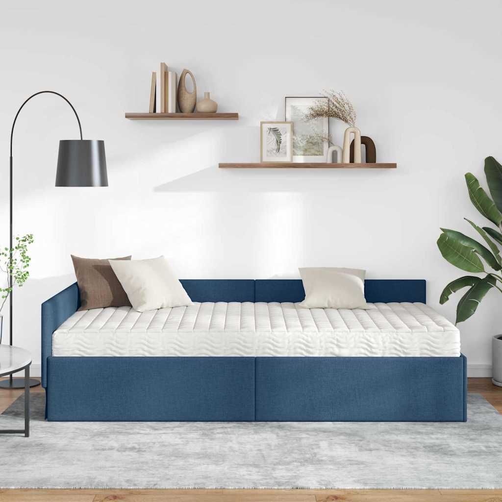 vidaXL Κρεβάτι γωνίας με στρώμα 2 τμχ. Μπλε 80 x 200 cm ύφασμα