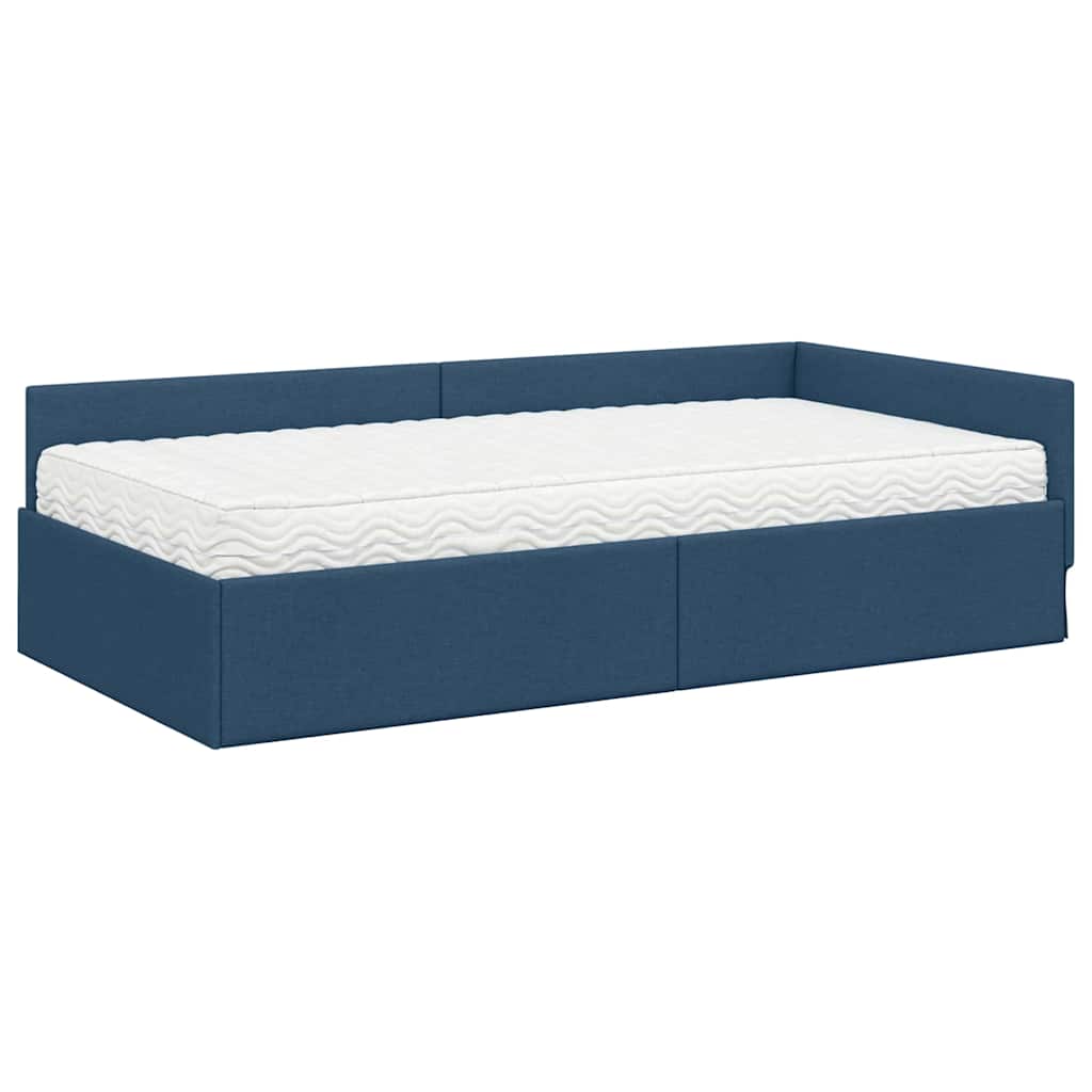 vidaXL Κρεβάτι γωνίας με στρώμα 2 τμχ. Μπλε 80 x 200 cm ύφασμα