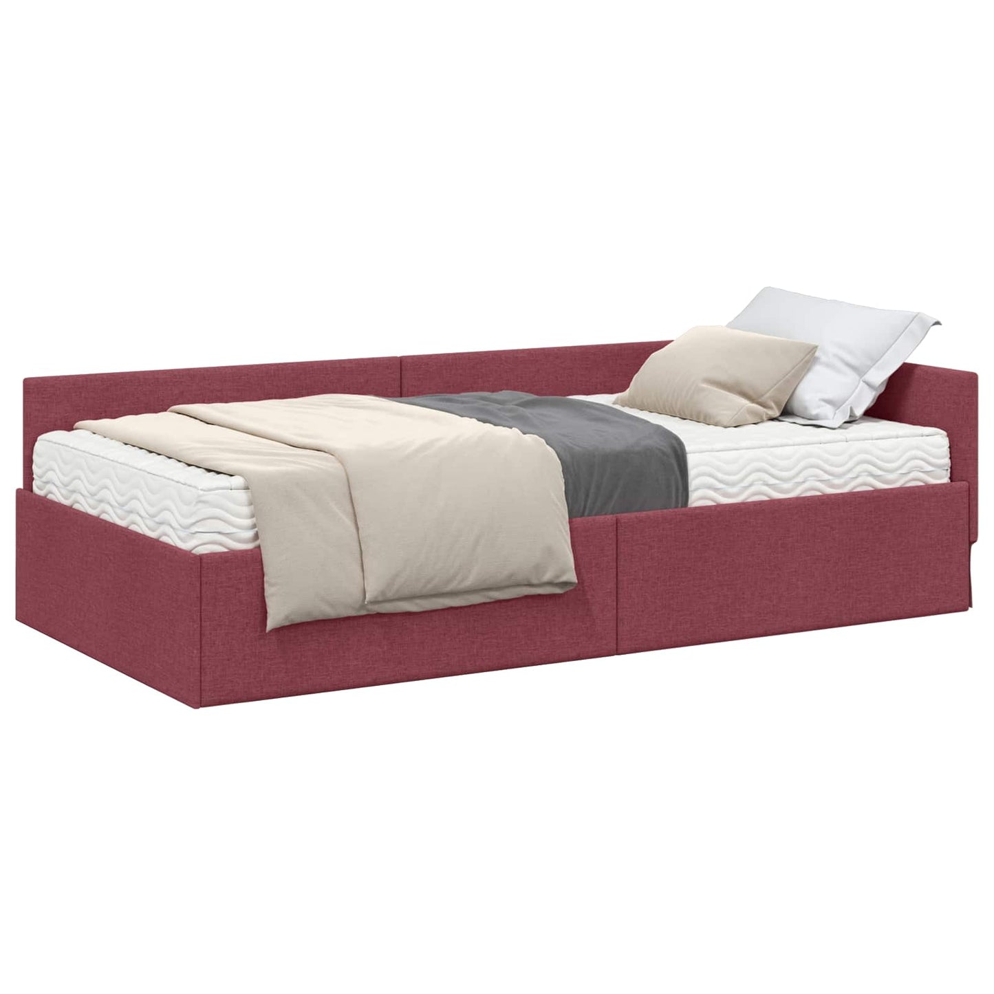 vidaXL Κρεβάτι γωνίας με στρώμα 2 τμχ. Κόκκινο 90 x 200 cm ύφασμα