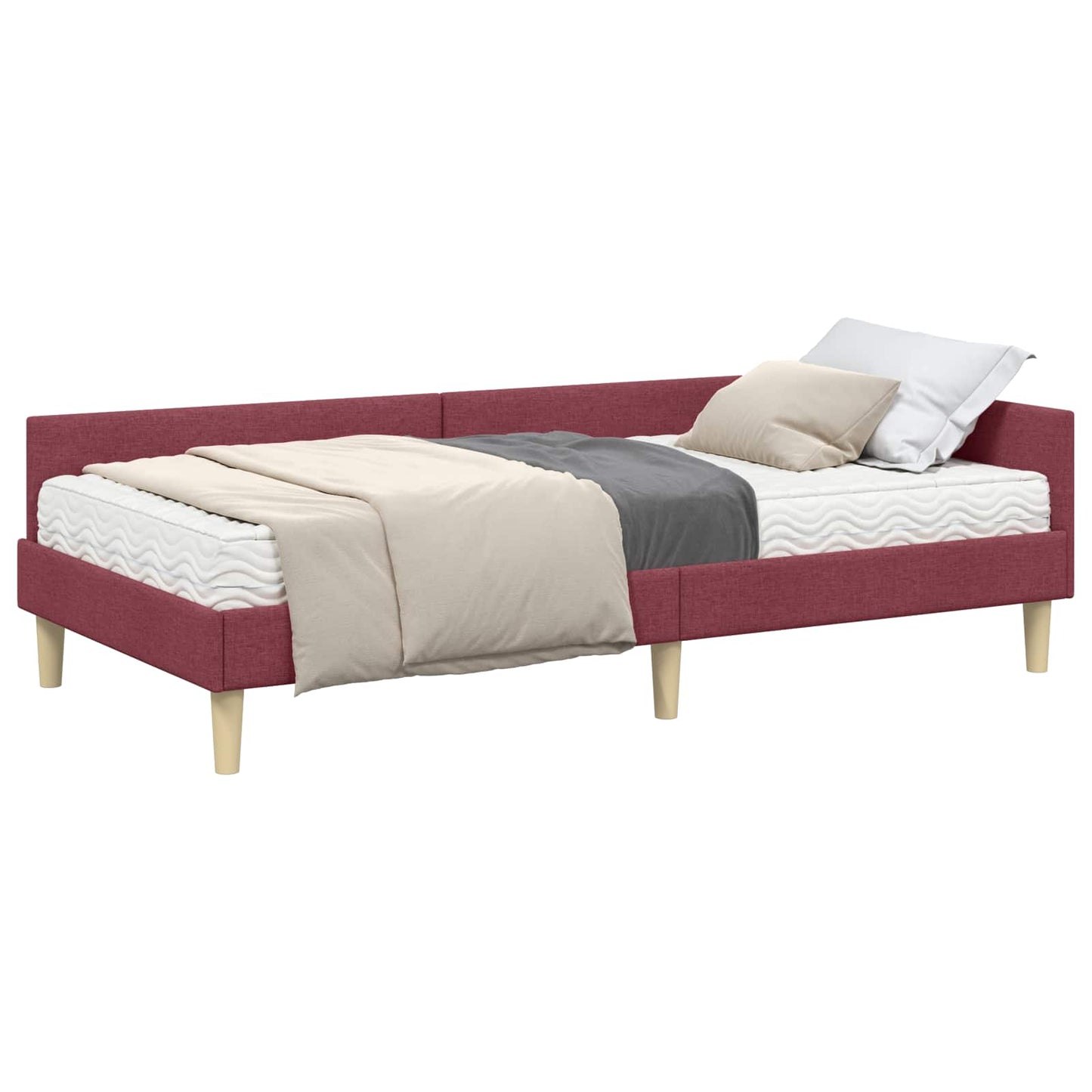 vidaXL Κρεβάτι γωνίας με στρώμα 2 τμχ. Κόκκινο 100 x 200 cm ύφασμα