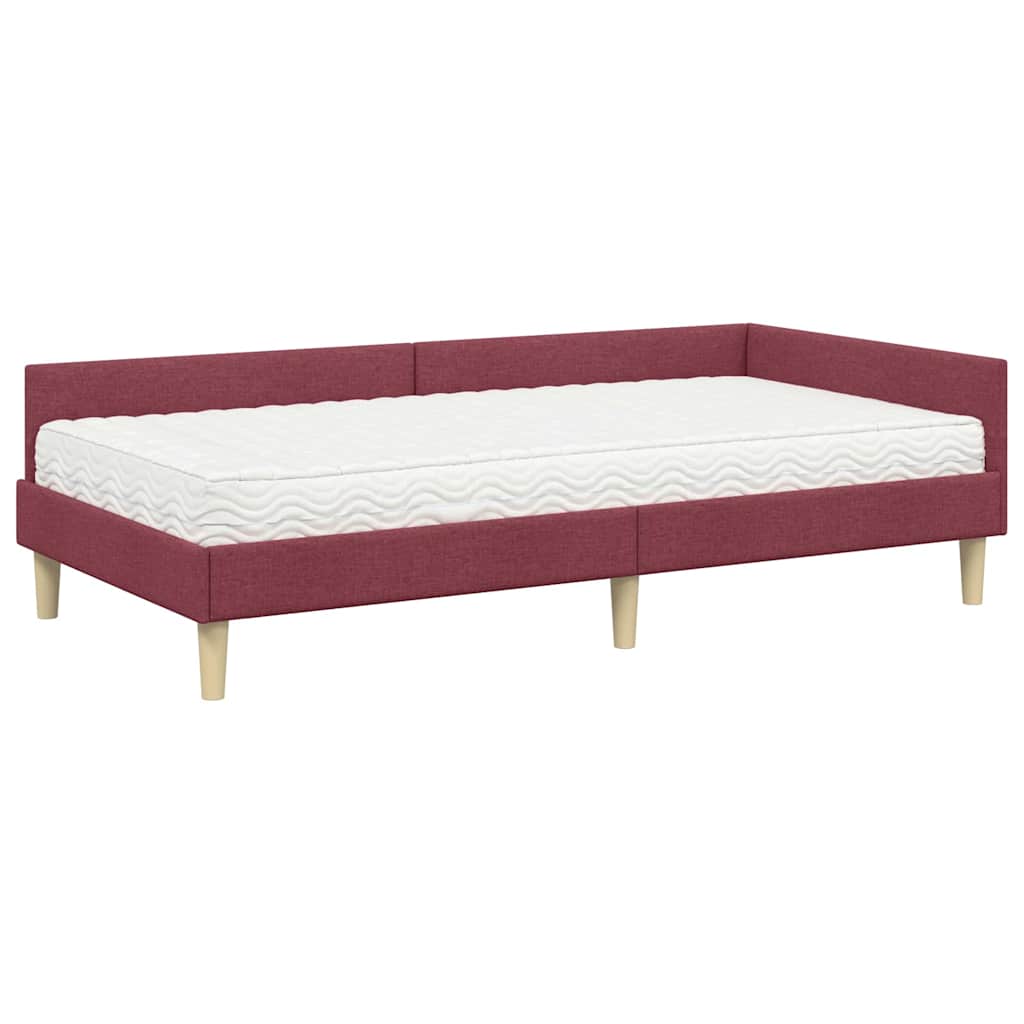 vidaXL Κρεβάτι γωνίας με στρώμα 2 τμχ. Κόκκινο 100 x 200 cm ύφασμα