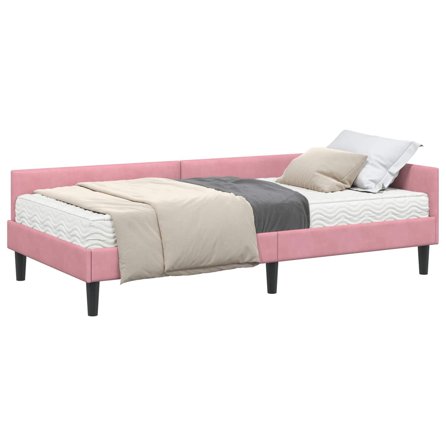 vidaXL Κρεβάτι γωνίας με στρώμα 2 τμχ. Ροζ 80 x 200 cm Βελούδο