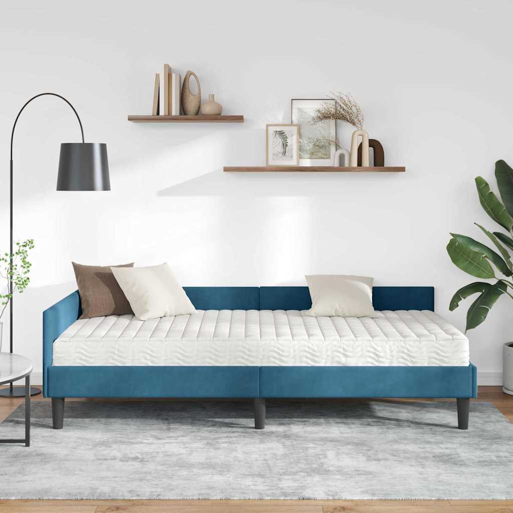vidaXL Κρεβάτι γωνίας με στρώμα 2 τμχ. Μπλε 90 x 200 cm Βελούδο