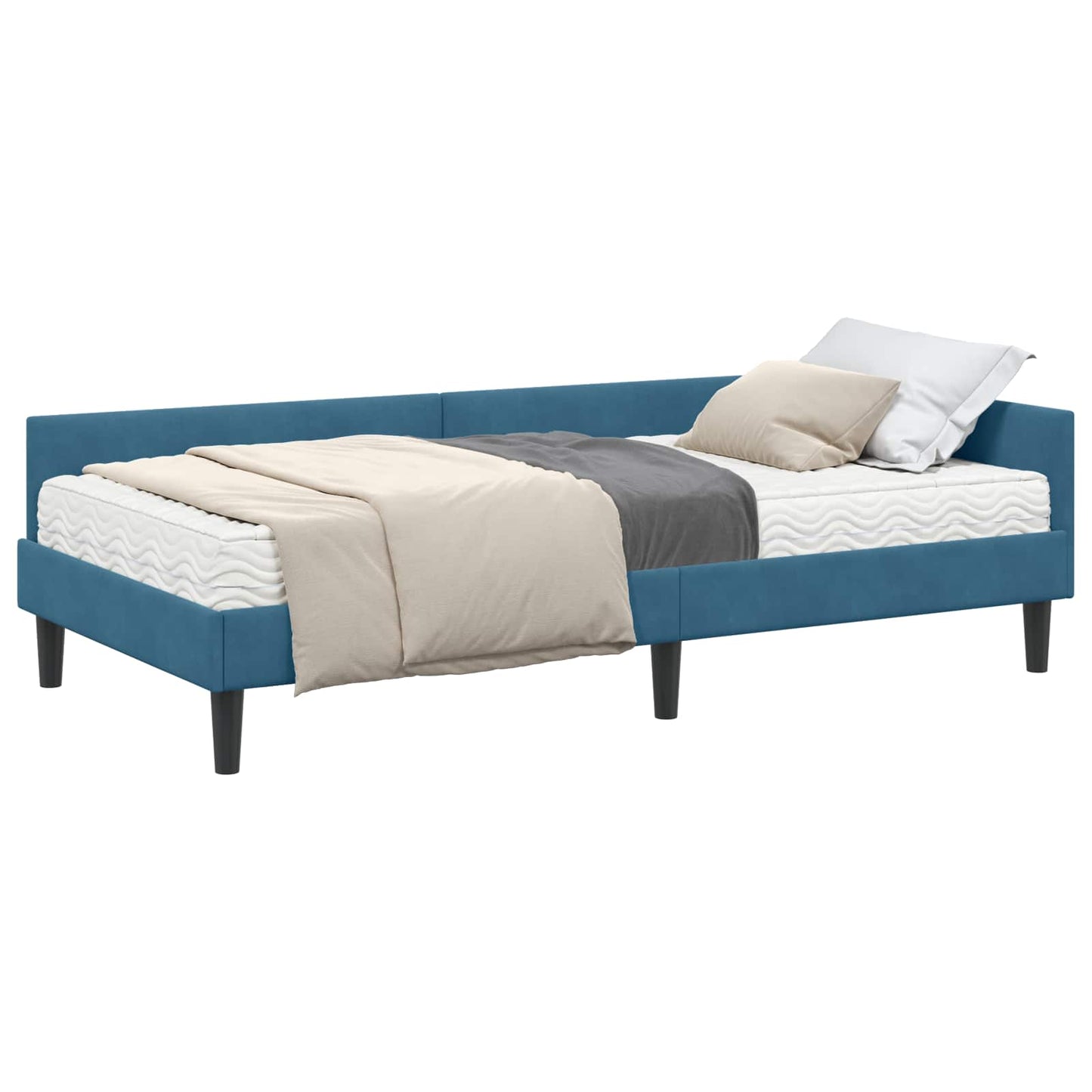 vidaXL Κρεβάτι γωνίας με στρώμα 2 τμχ. Μπλε 90 x 200 cm Βελούδο