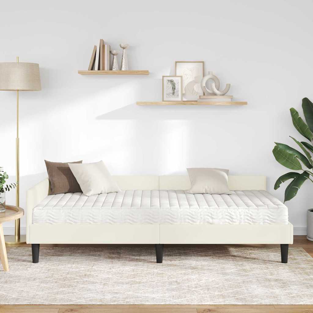 vidaXL Κρεβάτι γωνίας με στρώμα 2 τμχ. Κρεμ 90 x 200 cm Βελούδο