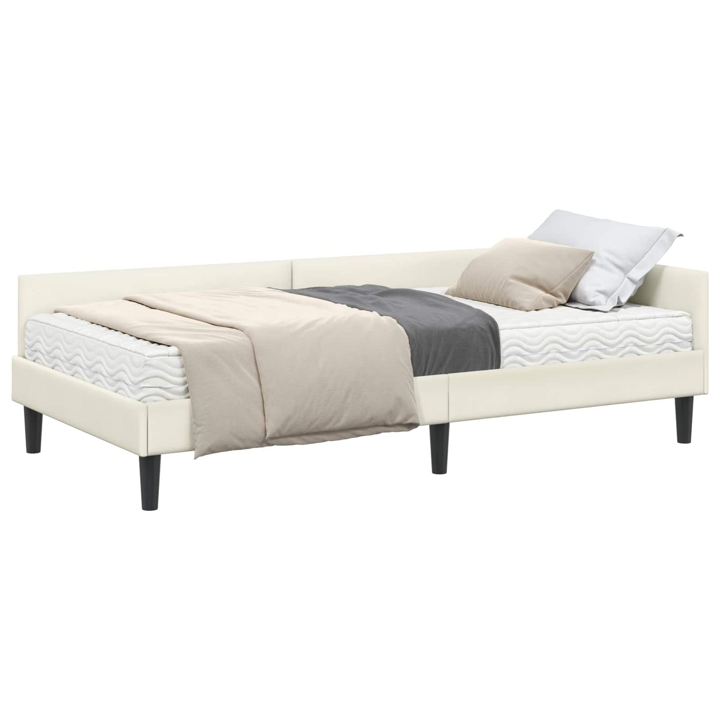 vidaXL Κρεβάτι γωνίας με στρώμα 2 τμχ. Κρεμ 90 x 200 cm Βελούδο