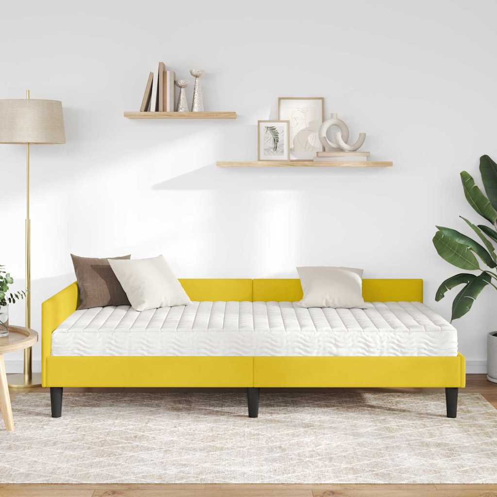 vidaXL Κρεβάτι γωνίας με στρώμα 2 τμχ. Κίτρινο 100 x 200 cm Βελούδο