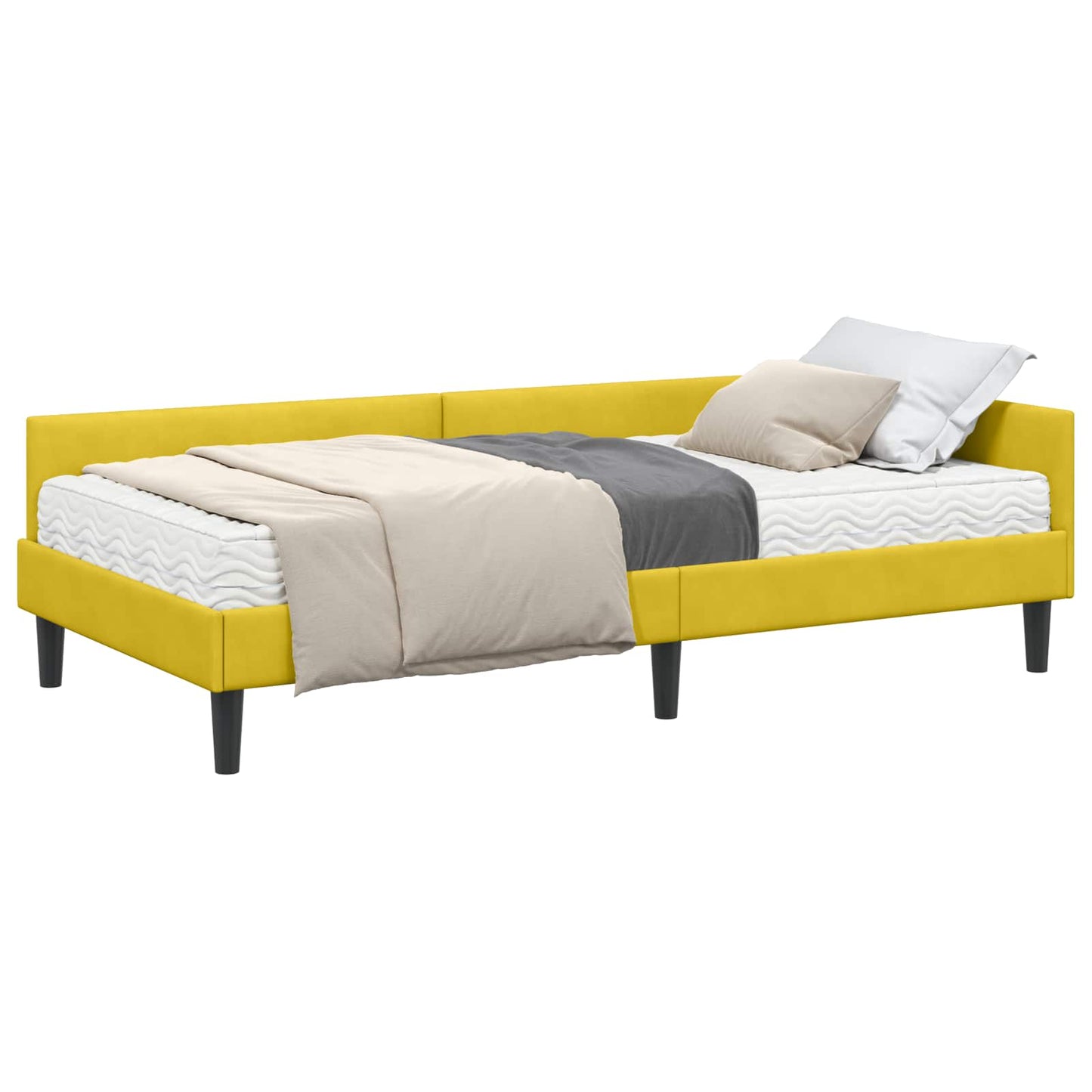 vidaXL Κρεβάτι γωνίας με στρώμα 2 τμχ. Κίτρινο 100 x 200 cm Βελούδο