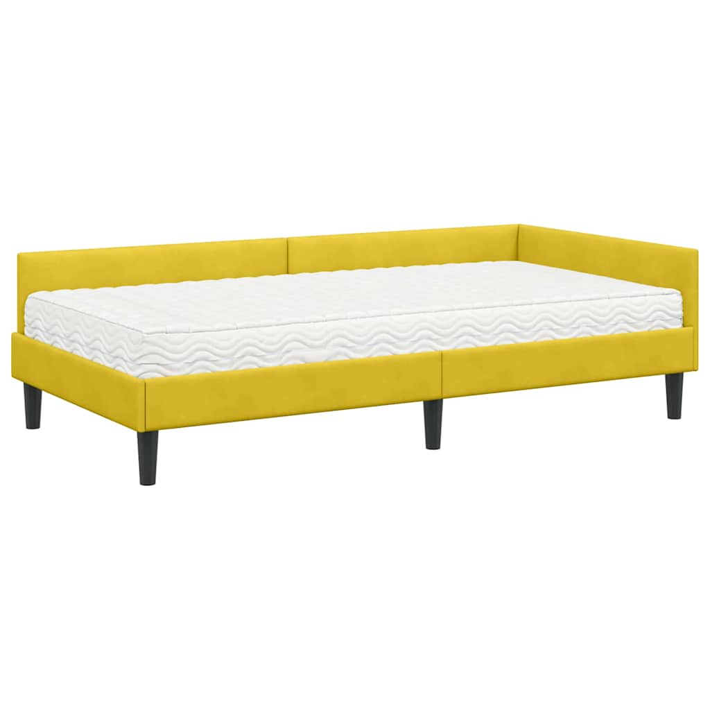 vidaXL Κρεβάτι γωνίας με στρώμα 2 τμχ. Κίτρινο 100 x 200 cm Βελούδο
