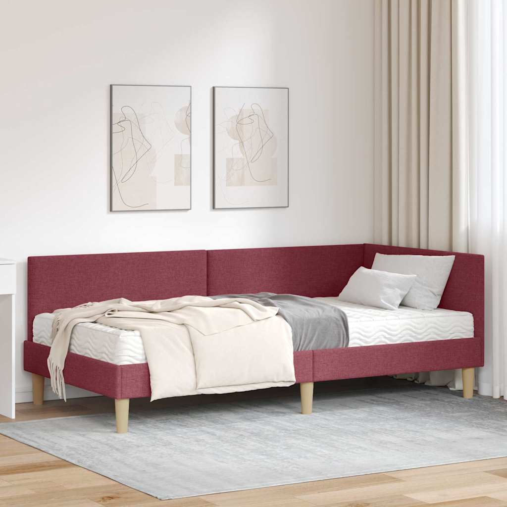 vidaXL Κρεβάτι γωνίας με στρώμα 2 τμχ. Κόκκινο 80 x 200 cm ύφασμα