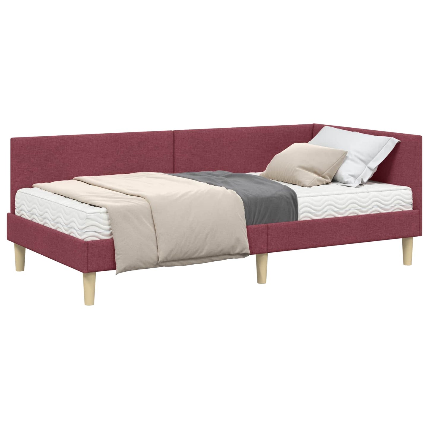 vidaXL Κρεβάτι γωνίας με στρώμα 2 τμχ. Κόκκινο 80 x 200 cm ύφασμα