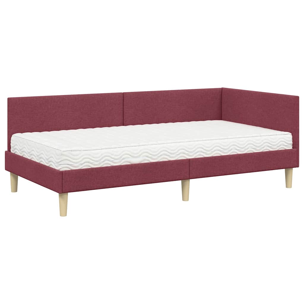 vidaXL Κρεβάτι γωνίας με στρώμα 2 τμχ. Κόκκινο 80 x 200 cm ύφασμα