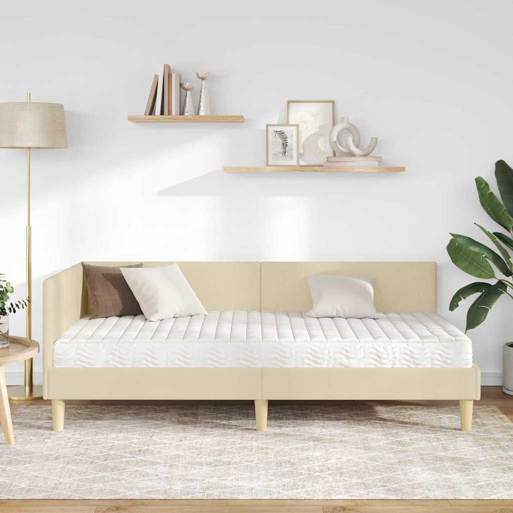 vidaXL Κρεβάτι γωνίας με στρώμα 2 τμχ. Κρεμ 90 x 200 cm ύφασμα