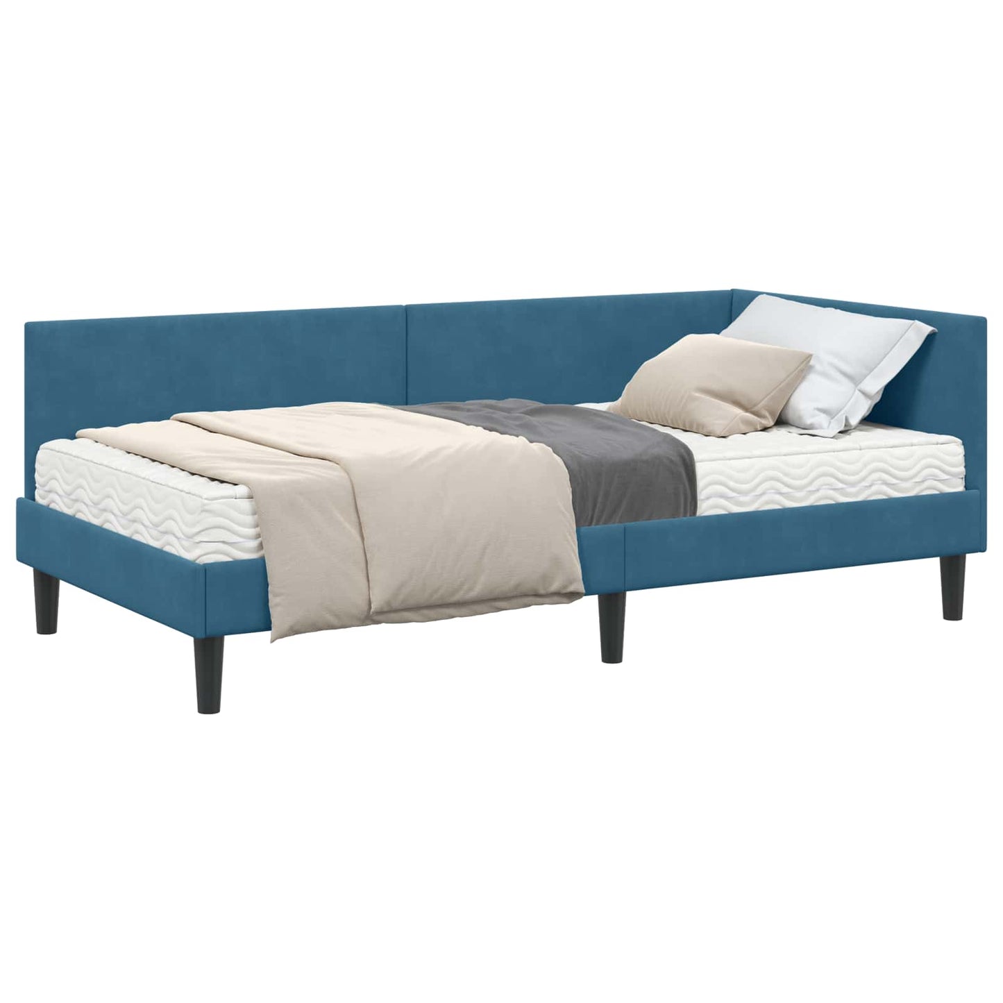 vidaXL Κρεβάτι γωνίας με στρώμα 2 τμχ. Μπλε 80 x 200 cm Βελούδο
