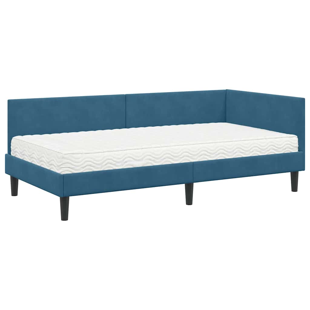 vidaXL Κρεβάτι γωνίας με στρώμα 2 τμχ. Μπλε 80 x 200 cm Βελούδο