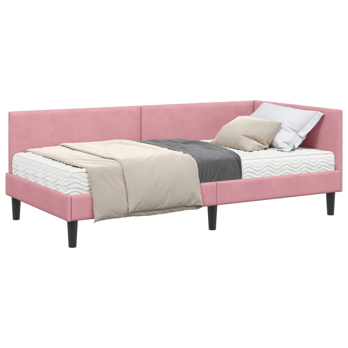 vidaXL Κρεβάτι γωνίας με στρώμα 2 τμχ. Ροζ 80 x 200 cm Βελούδο