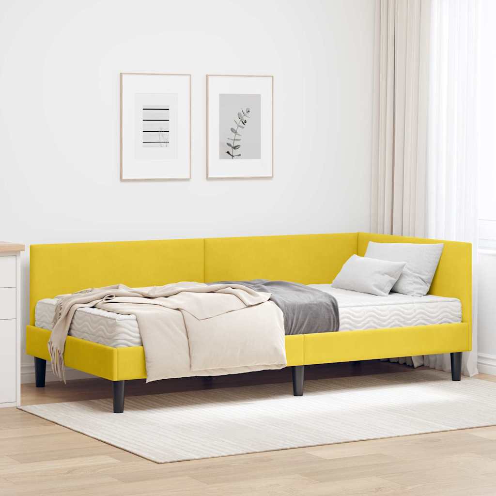 vidaXL Κρεβάτι γωνίας με στρώμα 2 τμχ. Κίτρινο 80 x 200 cm Βελούδο
