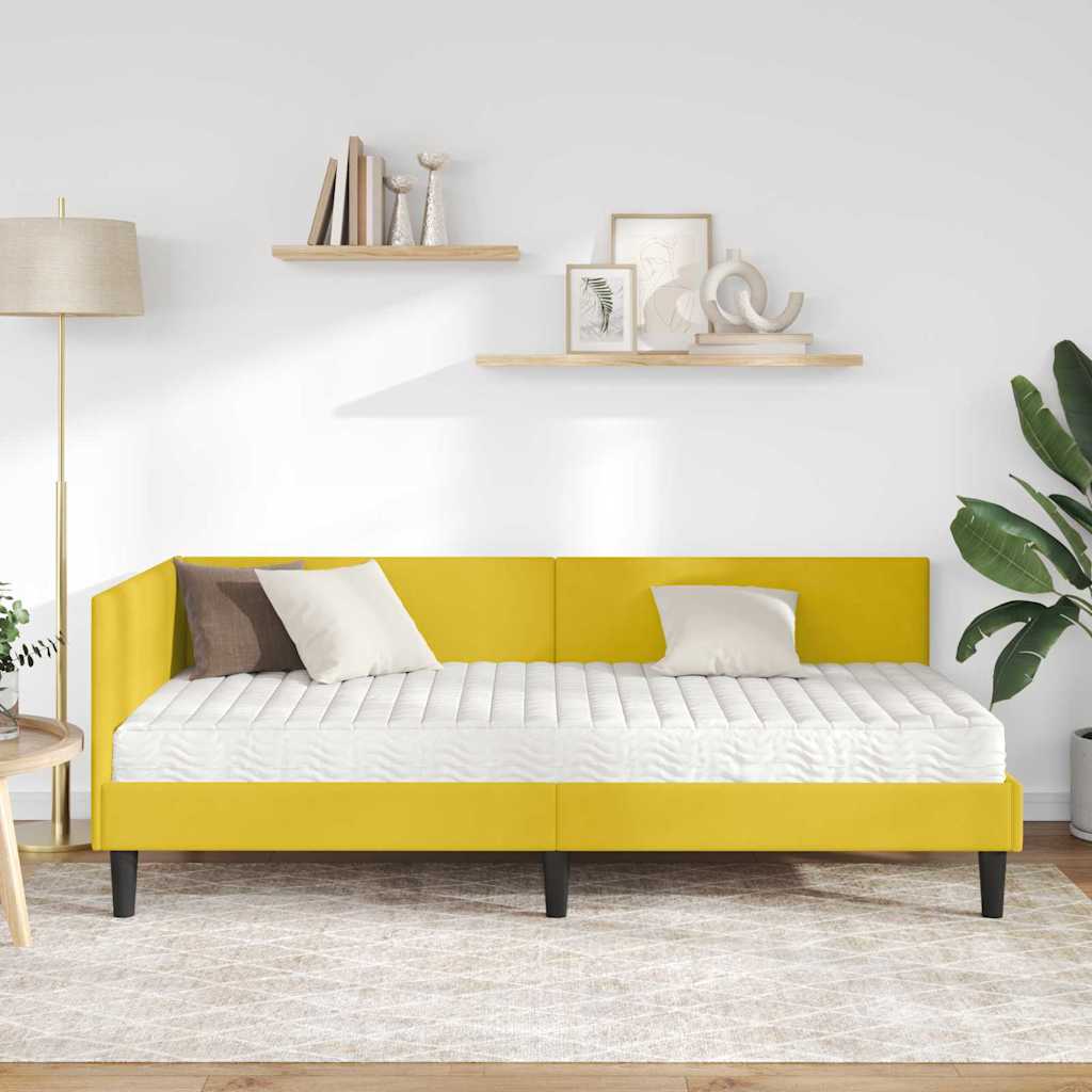 vidaXL Κρεβάτι γωνίας με στρώμα 2 τμχ. Κίτρινο 80 x 200 cm Βελούδο