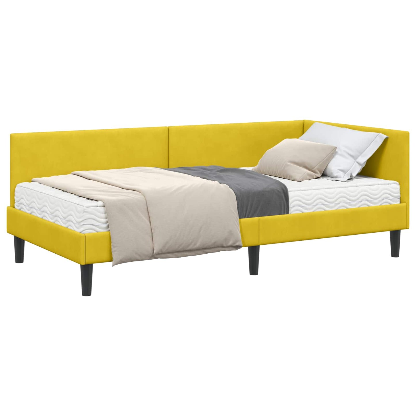 vidaXL Κρεβάτι γωνίας με στρώμα 2 τμχ. Κίτρινο 80 x 200 cm Βελούδο