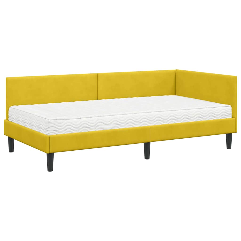 vidaXL Κρεβάτι γωνίας με στρώμα 2 τμχ. Κίτρινο 80 x 200 cm Βελούδο