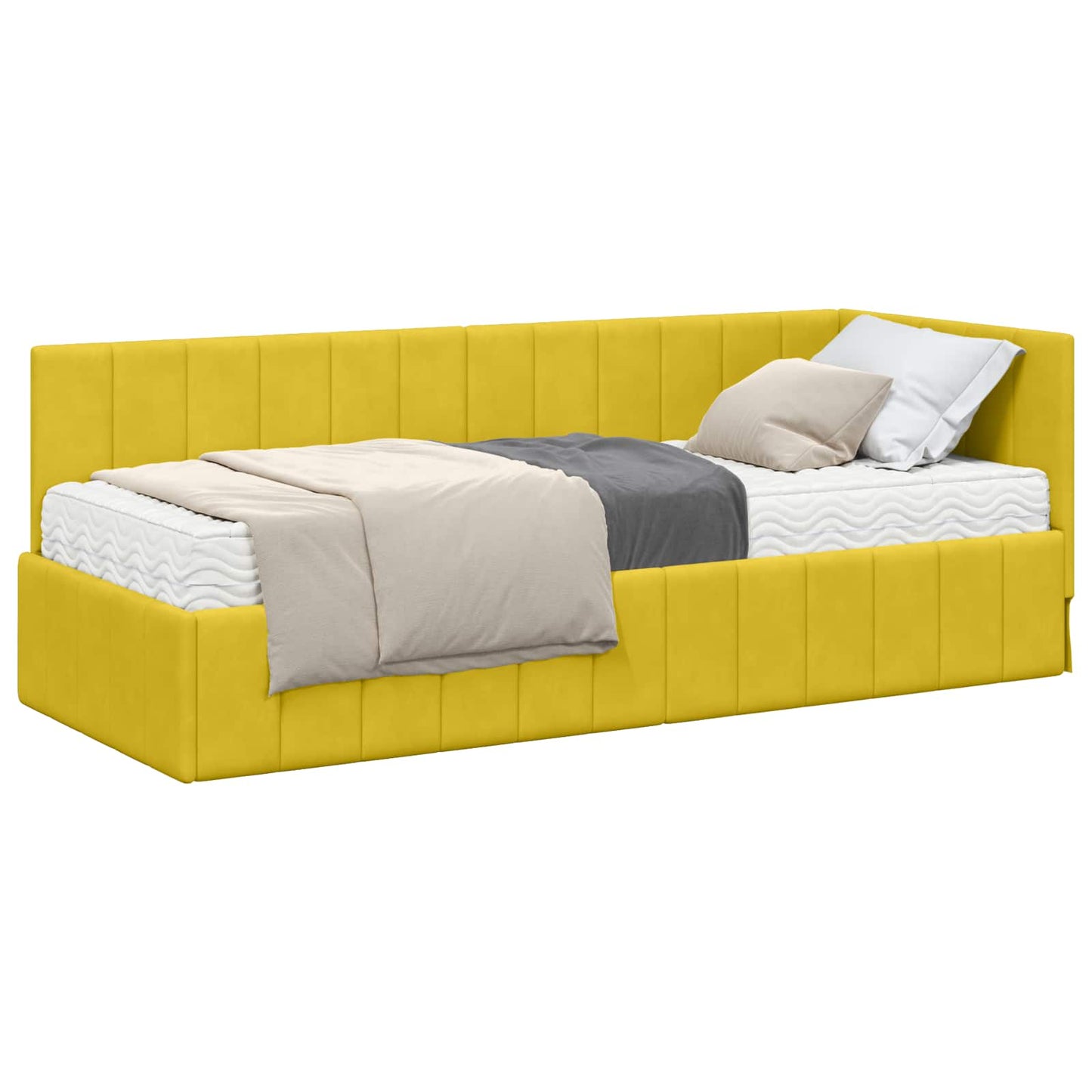 vidaXL Κρεβάτι γωνίας με στρώμα 2 τμχ. Κίτρινο 80 x 200 cm Βελούδο