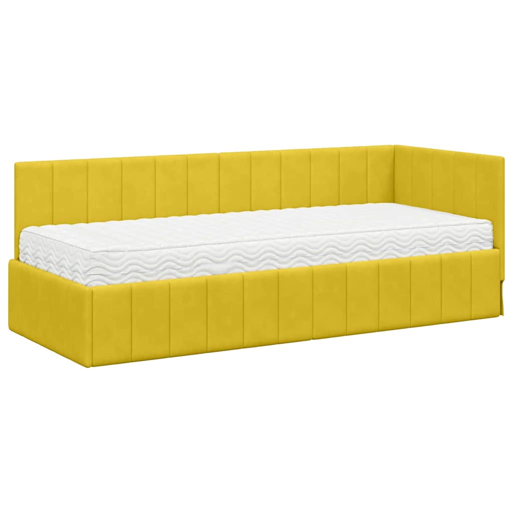 vidaXL Κρεβάτι γωνίας με στρώμα 2 τμχ. Κίτρινο 80 x 200 cm Βελούδο