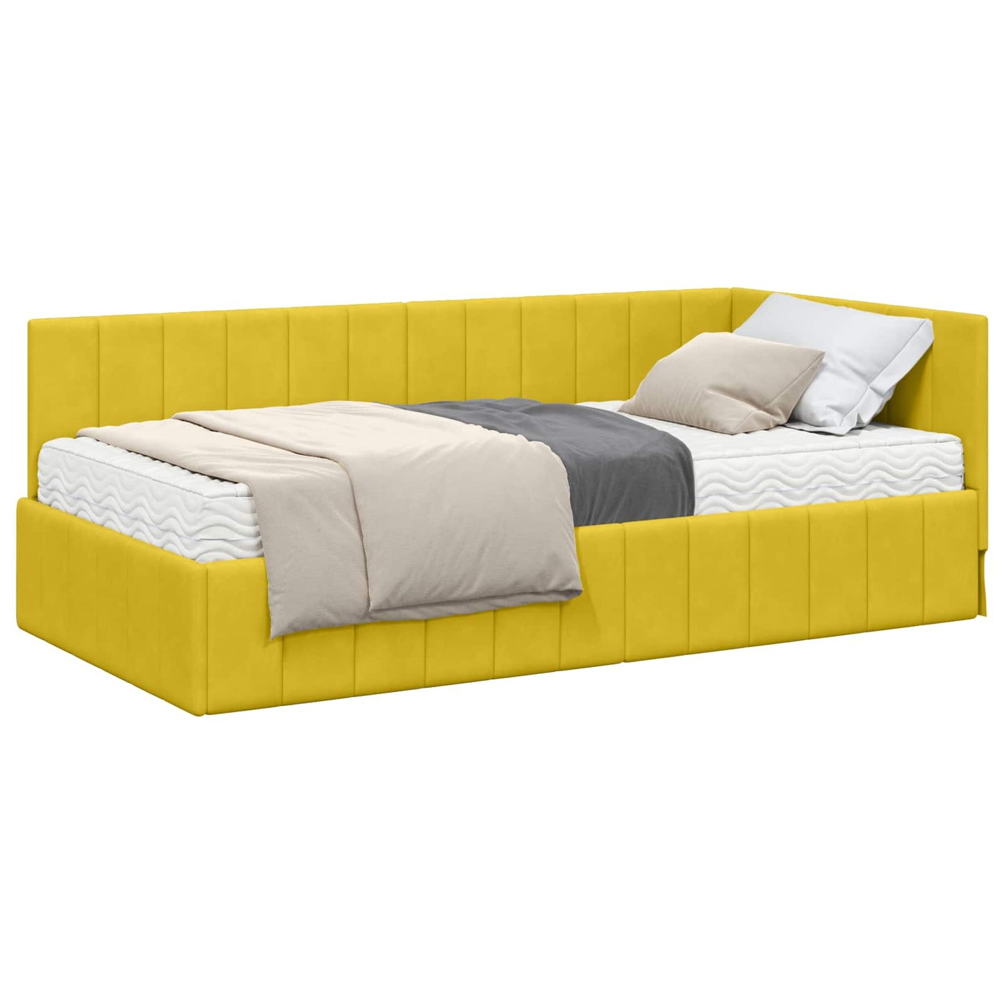 vidaXL Κρεβάτι γωνίας με στρώμα 2 τμχ. Κίτρινο 100 x 200 cm Βελούδο